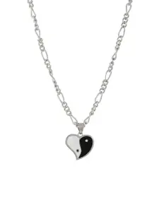 BEWITCHED Women Silver-Toned Ying To My Yang Heart Pendent Necklace