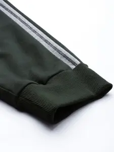 Harvard Men Olive Green Side Striped Joggers