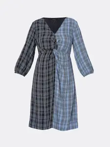Vero Moda Grey & Blue Checked Dress