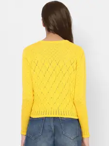 ONLY Women Yellow Self Design Pullover