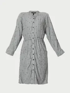 Vero Moda Grey Striped A-Line Dress