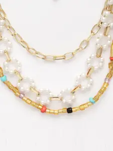 PANASH Women Gold-Plated Beaded Layered Necklace