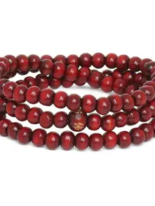 OOMPH Men Maroon Wood Handcrafted Multistrand Bracelet