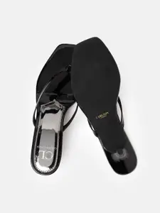 Carlton London Black Glossy Finish Kitten Heels