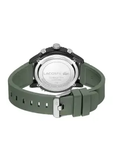 Lacoste Men Black Brass Dial & Green Textured Straps Analogue and Digital Multi Function Watch