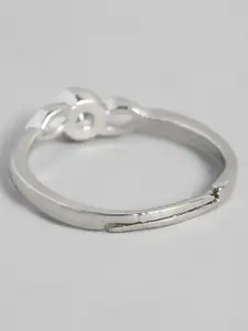 I Jewels Silver-Plated Stone Studded Adjustable Finger Ring