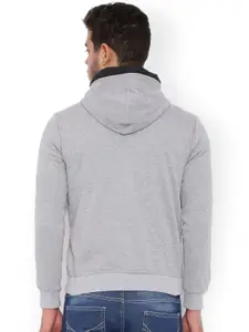 Campus Sutra Grey Hooded Sweatshirt