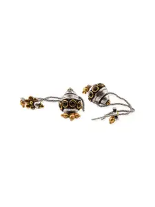 Voylla Silver-Toned & Gold-Toned Floral Drop Earrings