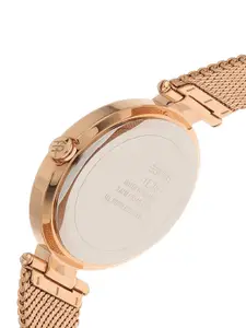 ESPRIT Women Rose Gold-Toned Embellished Dial Stainless Steel Bracelet Style Straps Watch
