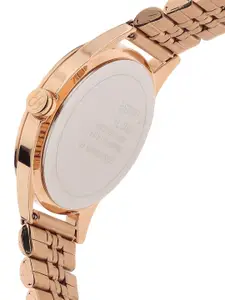 ESPRIT Women Rose Gold-Toned Embellished Dial & Rose Gold Toned Stainless Steel Bracelet Style Straps Watch