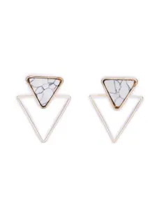 KARATCART White Triangular Studs Earrings