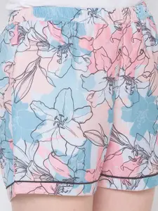 FashionRack Women Pack Of 2 Brown & Blue Printed Lounge Shorts