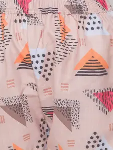 FashionRack Set Of 2 Women Brown & Beige Printed Lounge Shorts