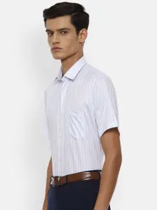 Van Heusen Men Blue Striped Cotton Formal Shirt