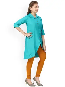 Aarika Girls Turquoise Blue Cotton Kurta