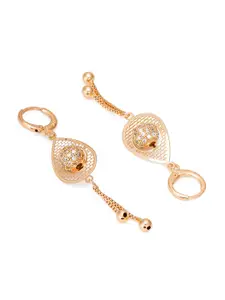 aadita Rose Gold & White Teardrop Shaped Drop Earrings