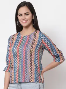 Style Quotient Multicoloured Geometric Print Crepe Top
