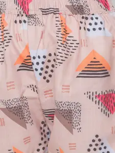 FashionRack Women Pack Of 2 Beige & Blue Printed Lounge Shorts