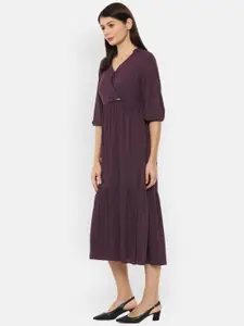 Van Heusen Woman Maroon Empire Midi Dress