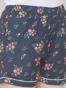 FashionRack Women Pack Of 2 Beige & White Printed Lounge Shorts