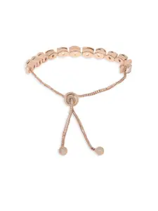 ZINU Women Rose Gold & White Brass Cubic Zirconia Rose Gold-Plated Charm Bracelet