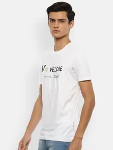Van Heusen Sport Men White & Black Printed Pure Cotton T-shirt