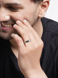 KARATCART Set Of 2 Silver-Plated AD Elegant Couple Adjustable Rings