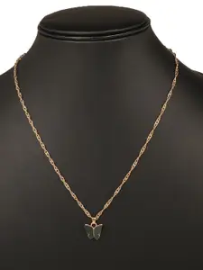 Vembley Gold-Plated Black Butterfly Pendant Necklace