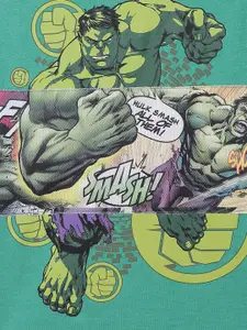 Kids Ville Boys Green Hulk Printed Pure Cotton T-shirt