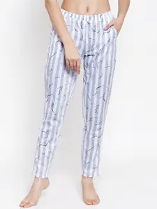 Claura Women Grey & White Checked Night suit