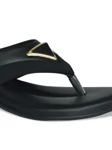 Ajanta Women Black T-Strap Flats