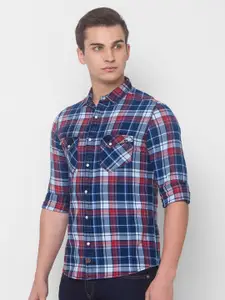 SPYKAR Men Red Tartan Checks Checked Casual Shirt