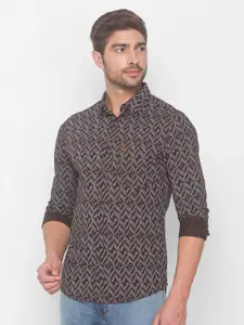 SPYKAR Men Brown Printed Casual Shirt
