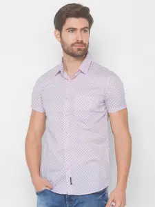 SPYKAR Men Pink Printed Pure Cotton Casual Shirt