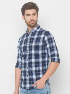 SPYKAR Men Blue Tartan Checks Checked Casual Shirt