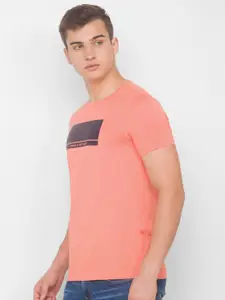 SPYKAR Men Pink V-Neck Pockets Slim Fit T-shirt