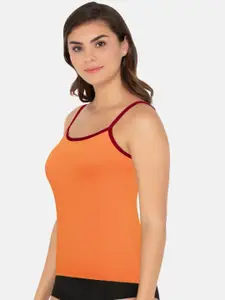 Amante Women Orange Solid Pure Cotton Camisole
