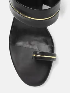 Anouk Black Solid Block Heels