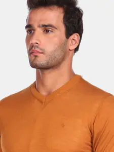 Arrow Men Rust Pure Wool Pullover