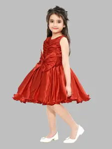 Pink Chick Rust Embellished Satin Fit & Flare Dress