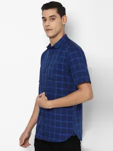 Allen Solly Men Navy Blue Slim Fit Windowpane Checks Checked Casual Shirt