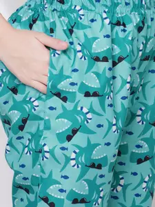 FashionRack Woman Pack of 2 Green & Multi Striped Lounge Pant