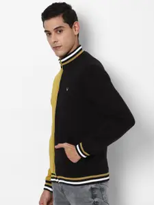 Allen Solly Men Black And Mustard Colourblocked Sweatshirt