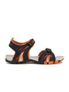 Bata Boys Black & Orange Solid Sports Sandals