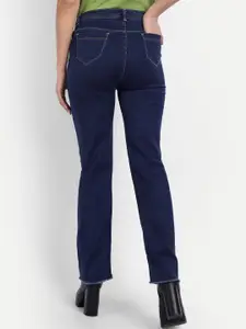 BROADSTAR Women Blue Jean Straight Fit High-Rise Mildly Distressed Light Fade Stretchable Jeans