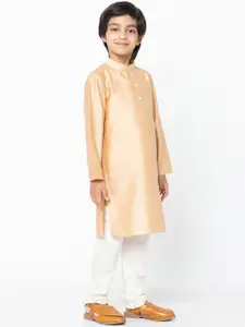 KISAH Boys Golden Madarin Collar Kurta