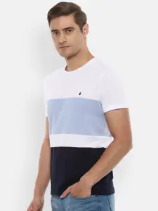 Louis Philippe Jeans Men Blue Colourblocked Slim Fit T-shirt