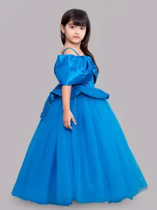 Pink Chick Blue Maxi Bow Fit & Flare Dress