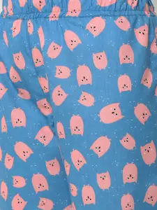 FashionRack Women Pack Of 2 Blue & Orange Printed Lounge Pants