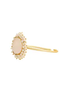 TEEJH Women Gold-Toned & White Brass Gold-Plated Cuff Bracelet